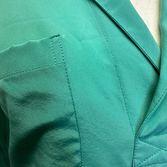 Lilly Pulitzer XS Teal Silk Blouse - 100% Silk with Green Gemstone Buttons - Picture 9 of 10